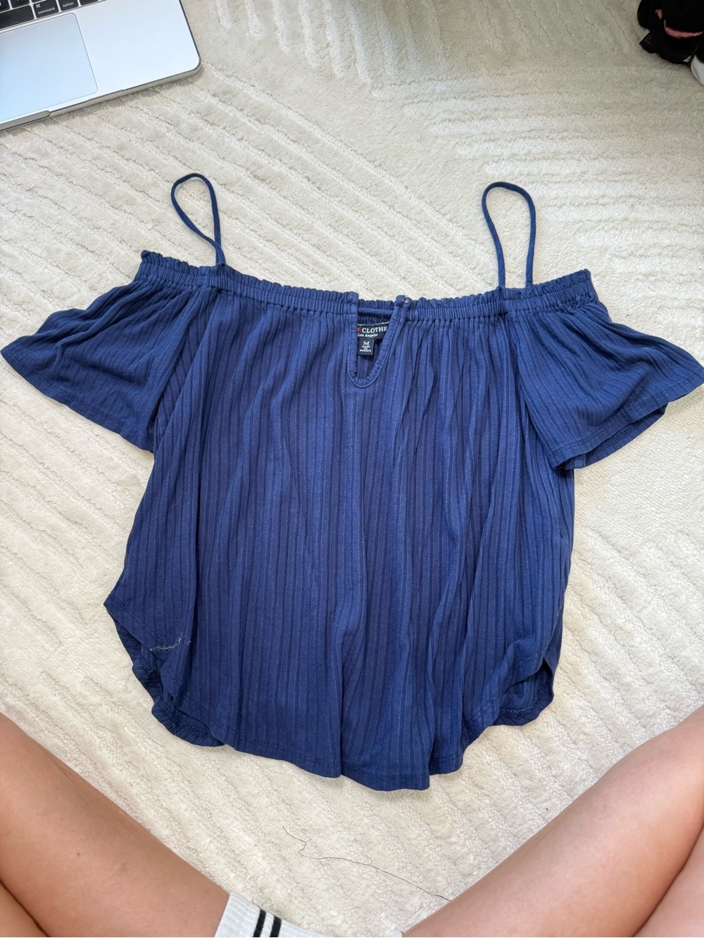 Off-Shoulder Navy Blue Women's Top
